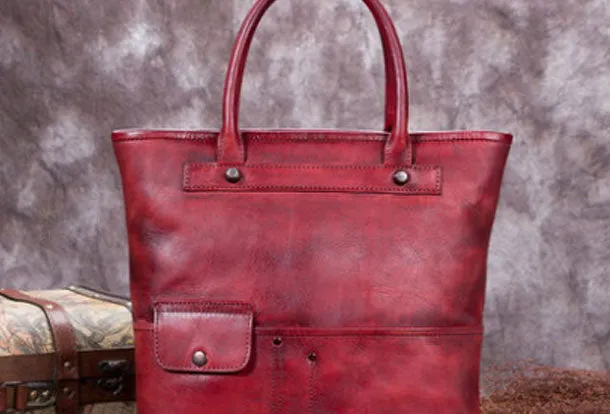 Genuine Leather Handbag Vintage Tote Bag Crossbody Bag Shoulder Bag Purse For Women