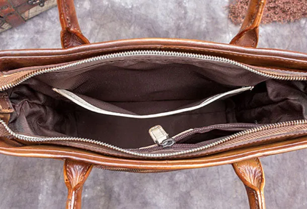 Genuine Leather Handbag Vintage Tote Bag Crossbody Bag Shoulder Bag Purse For Women