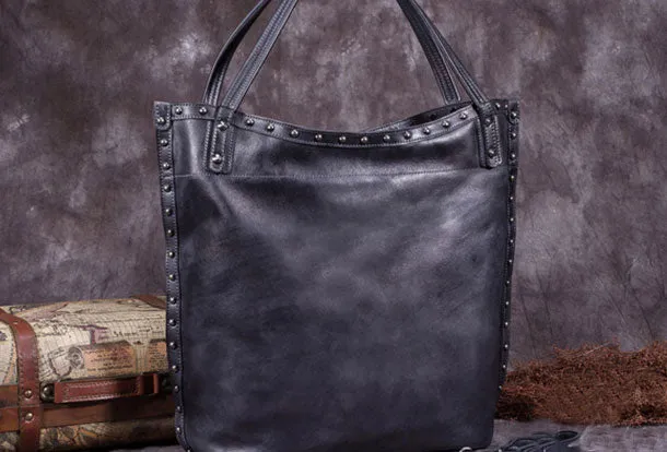 Genuine Leather Handbag Vintage Tote Bag Shoulder Bag Purse For Women