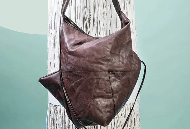 Genuine Leather Unique Handmade Handbag Tote Geometric Shoulder Bag Purse For Women Leather Shopper Bag