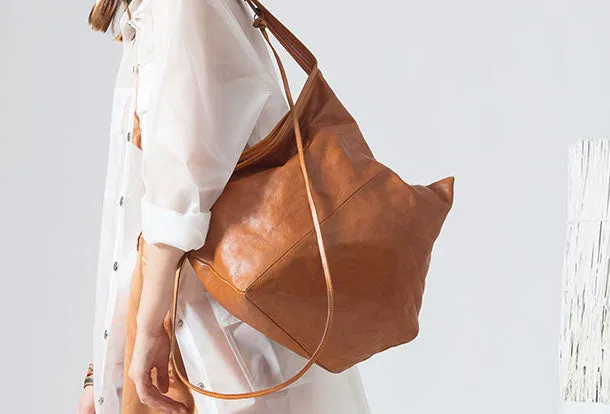 Genuine Leather Unique Handmade Handbag Tote Geometric Shoulder Bag Purse For Women Leather Shopper Bag