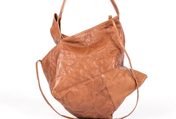 Genuine Leather Unique Handmade Handbag Tote Geometric Shoulder Bag Purse For Women Leather Shopper Bag