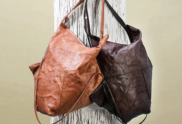 Genuine Leather Unique Handmade Handbag Tote Geometric Shoulder Bag Purse For Women Leather Shopper Bag