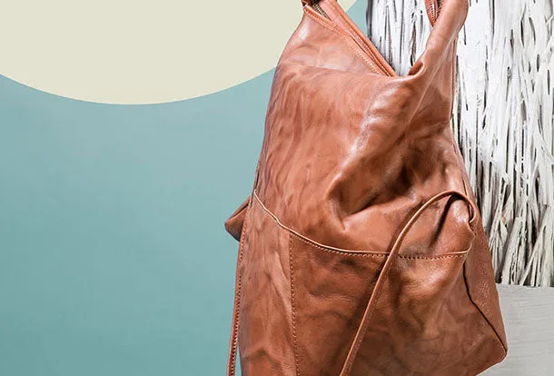 Genuine Leather Unique Handmade Handbag Tote Geometric Shoulder Bag Purse For Women Leather Shopper Bag