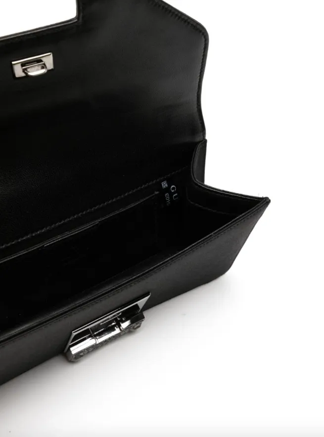 Gucci Black satin 58 crystal embellished clutch bag