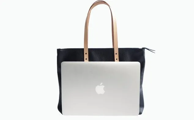 Handmade Black Leather Tote Purse Shoulder Bag Shopper Tote Bag for Women