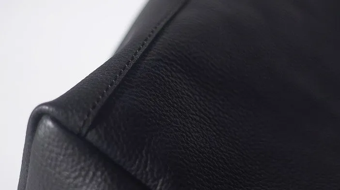 Handmade Black Leather Tote Purses Shoulder Bag Shopper Tote Bag for Women