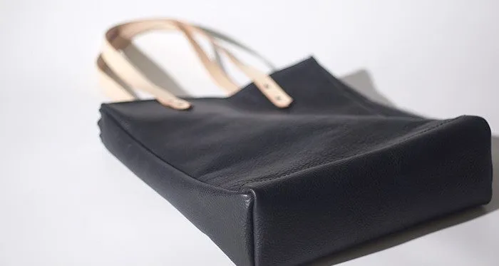 Handmade Black Leather Tote Purses Shoulder Bag Shopper Tote Bag for Women