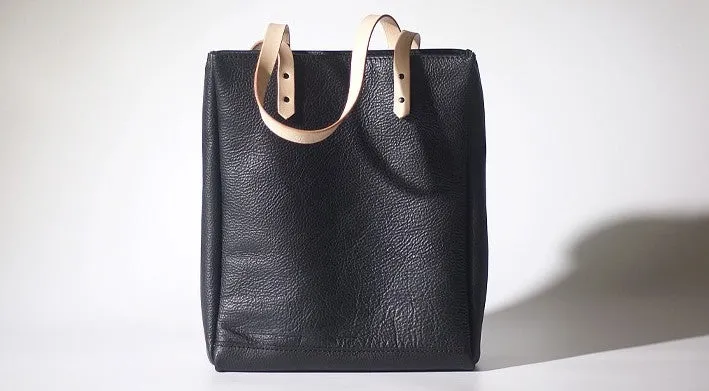 Handmade Black Leather Tote Purses Shoulder Bag Shopper Tote Bag for Women