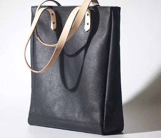 Handmade Black Leather Tote Purses Shoulder Bag Shopper Tote Bag for Women
