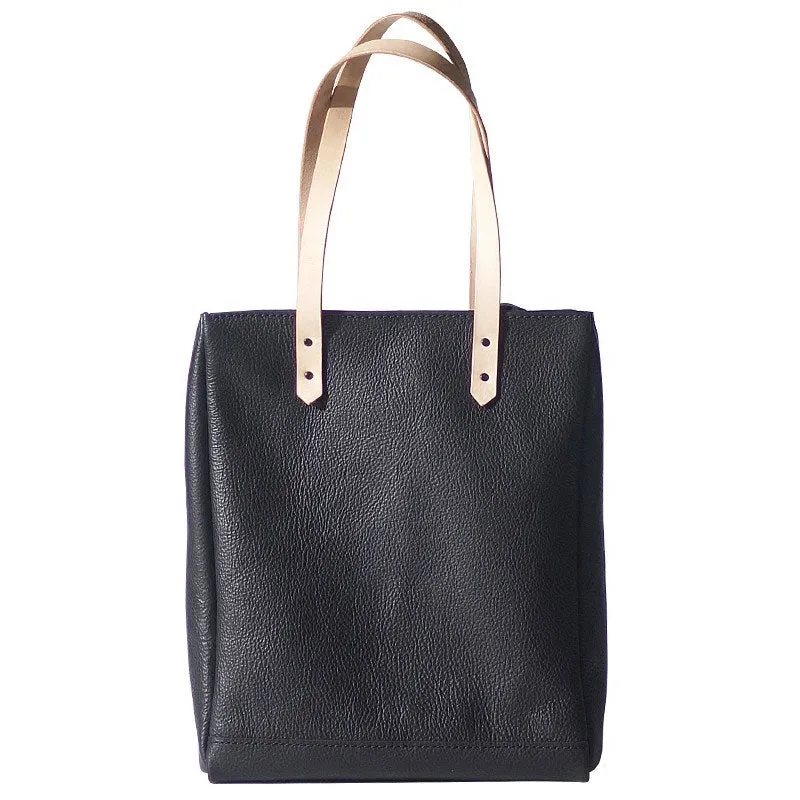 Handmade Black Leather Tote Purses Shoulder Bag Shopper Tote Bag for Women