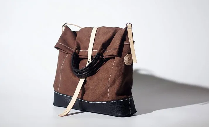Handmade Canvas Leather Womens Tote Purse Handbag Tote Shopper Bag for Women