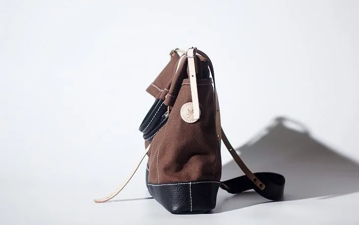 Handmade Canvas Leather Womens Tote Purse Handbag Tote Shopper Bag for Women