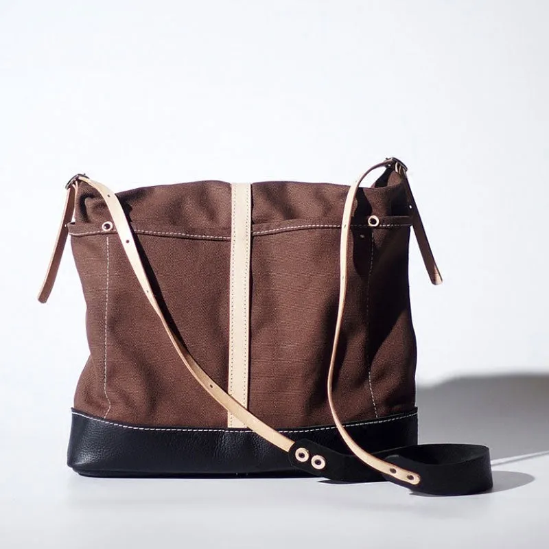 Handmade Canvas Leather Womens Tote Purse Handbag Tote Shopper Bag for Women