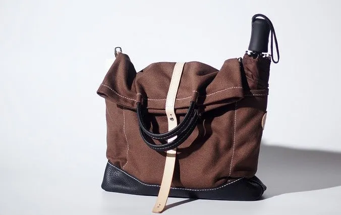 Handmade Canvas Leather Womens Tote Purse Handbag Tote Shopper Bag for Women