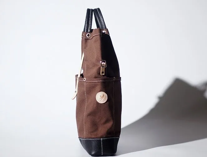 Handmade Canvas Leather Womens Tote Purse Handbag Tote Shopper Bag for Women
