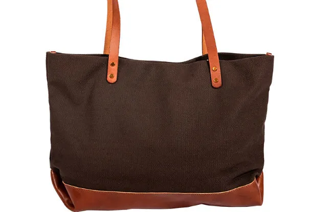 Handmade Genuine Leather Canvas Handbag Tote Large Shopper Bag Purse Handbag Shoulder Bag Purse For Women