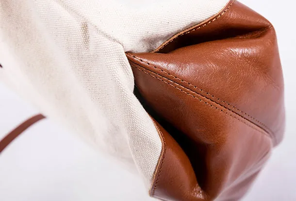Handmade Genuine Leather Canvas Handbag Tote Large Shopper Bag Purse Handbag Shoulder Bag Purse For Women