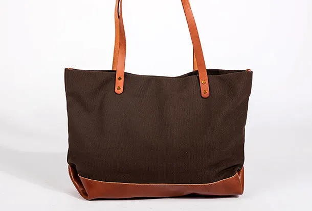 Handmade Genuine Leather Canvas Handbag Tote Large Shopper Bag Purse Handbag Shoulder Bag Purse For Women
