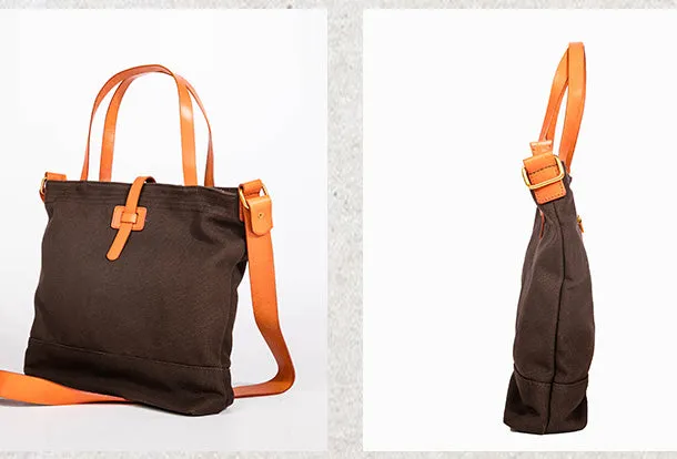 Handmade Genuine Leather Canvas Handbag Tote Shopper Bag Purse Handbag Shoulder Bag Purse For Women