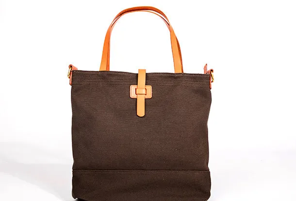 Handmade Genuine Leather Canvas Handbag Tote Shopper Bag Purse Handbag Shoulder Bag Purse For Women