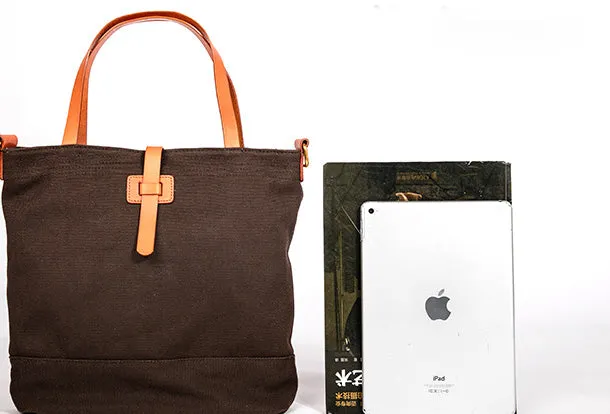 Handmade Genuine Leather Canvas Handbag Tote Shopper Bag Purse Handbag Shoulder Bag Purse For Women