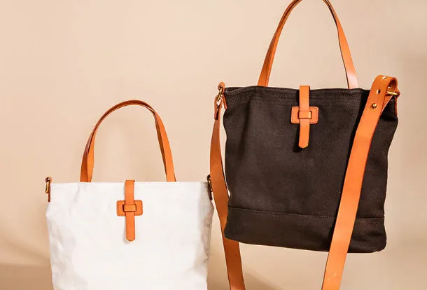 Handmade Genuine Leather Canvas Handbag Tote Shopper Bag Purse Handbag Shoulder Bag Purse For Women