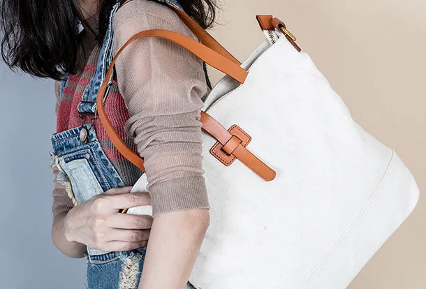 Handmade Genuine Leather Canvas Handbag Tote Shopper Bag Purse Handbag Shoulder Bag Purse For Women