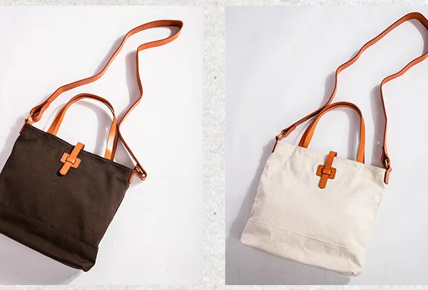 Handmade Genuine Leather Canvas Handbag Tote Shopper Bag Purse Handbag Shoulder Bag Purse For Women