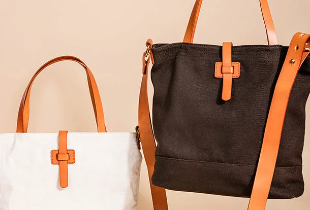 Handmade Genuine Leather Canvas Handbag Tote Shopper Bag Purse Handbag Shoulder Bag Purse For Women