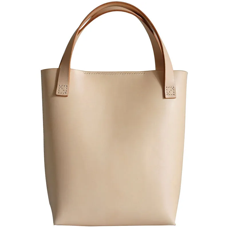 Handmade Leather Beige Small Womens Tote Purse Tote Shoulder Bags for Women
