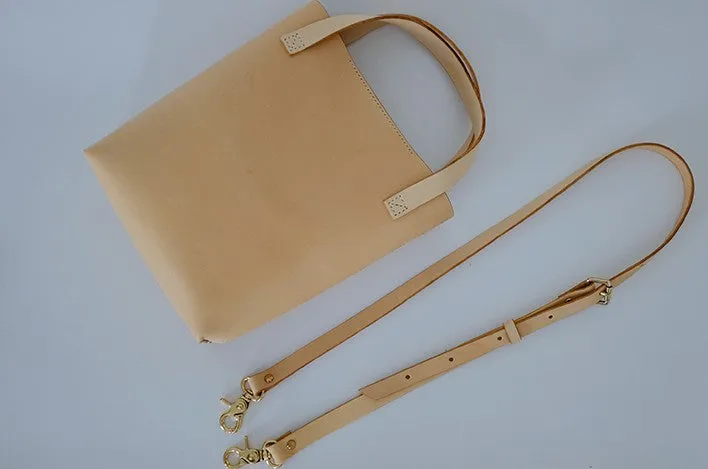 Handmade Leather Beige Small Womens Tote Purse Tote Shoulder Bags for Women