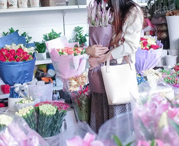 Handmade Leather Beige Small Womens Tote Purse Tote Shoulder Bags for Women