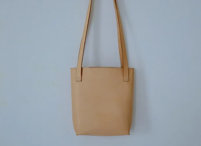 Handmade Leather Beige Small Womens Tote Purse Tote Shoulder Bags for Women