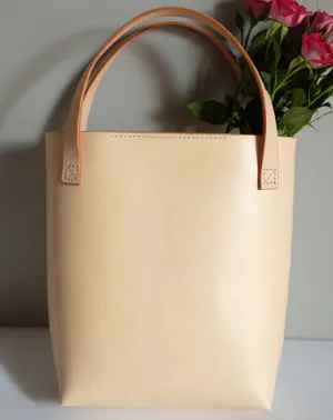 Handmade Leather Beige Small Womens Tote Purse Tote Shoulder Bags for Women