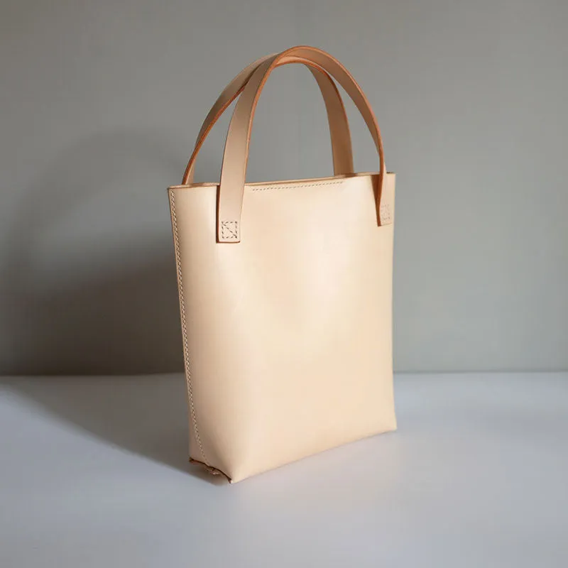 Handmade Leather Beige Small Womens Tote Purse Tote Shoulder Bags for Women