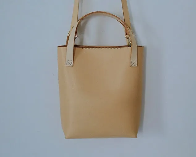 Handmade Leather Beige Small Womens Tote Purse Tote Shoulder Bags for Women