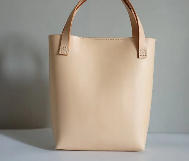 Handmade Leather Beige Small Womens Tote Purse Tote Shoulder Bags for Women