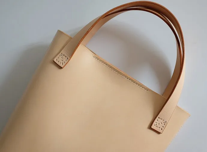 Handmade Leather Beige Small Womens Tote Purse Tote Shoulder Bags for Women