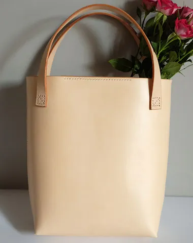 Handmade Leather Beige Small Womens Tote Purse Tote Shoulder Bags for Women