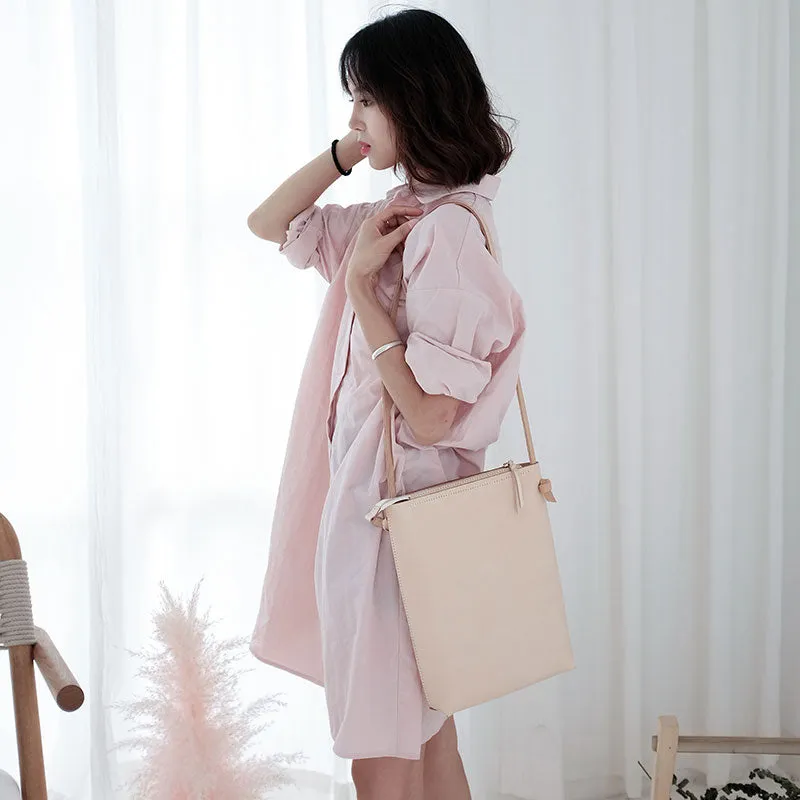 Handmade Leather Beige Womens Tote Crossbody Purse Tote Shoulder Bag for Women