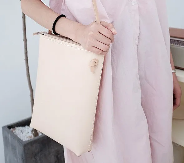 Handmade Leather Beige Womens Tote Crossbody Purse Tote Shoulder Bag for Women
