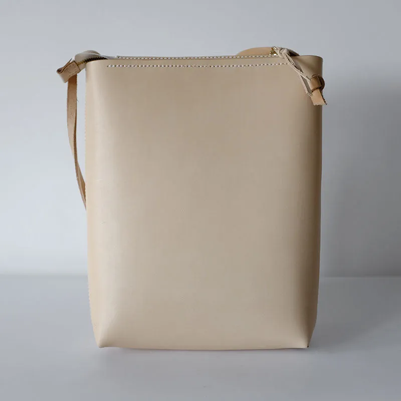 Handmade Leather Beige Womens Tote Crossbody Purse Tote Shoulder Bag for Women