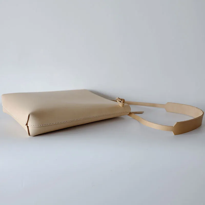 Handmade Leather Beige Womens Tote Crossbody Purse Tote Shoulder Bag for Women