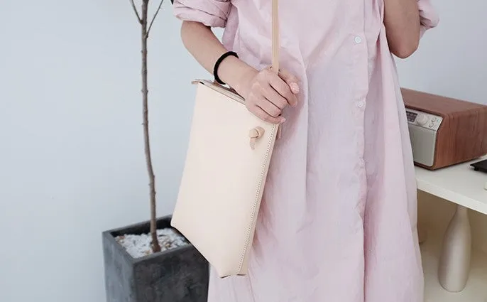 Handmade Leather Beige Womens Tote Crossbody Purse Tote Shoulder Bag for Women