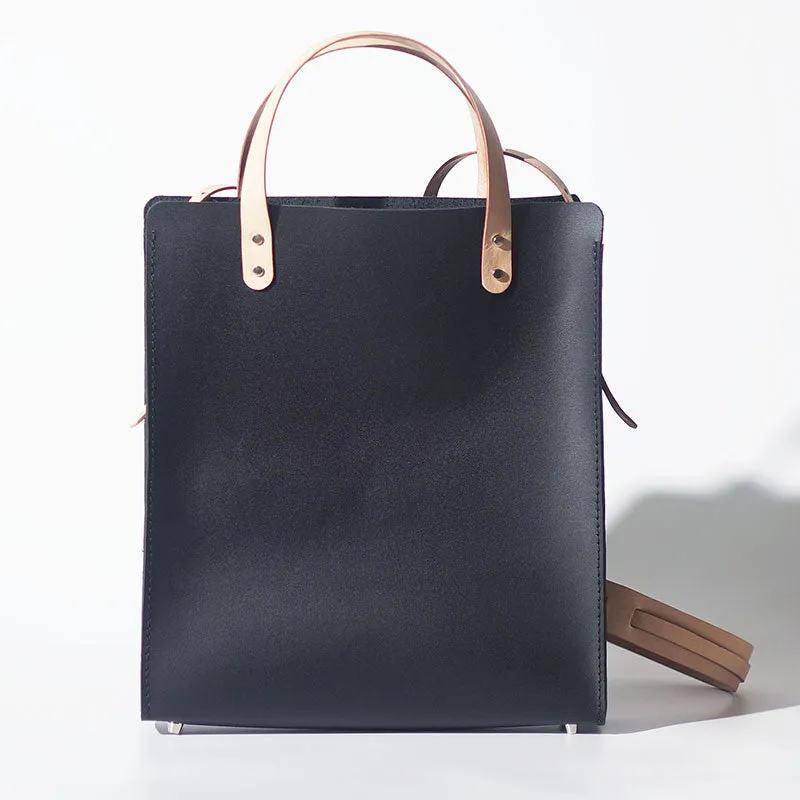 Handmade Leather Black Womens Tote Purse Handbag Tote Shopper Bag for Women