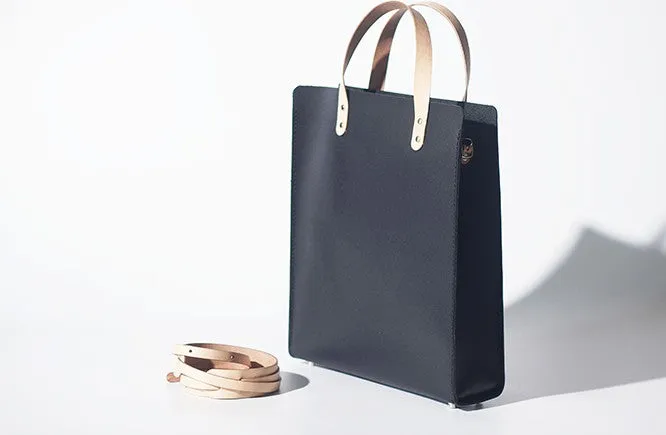 Handmade Leather Black Womens Tote Purse Handbag Tote Shopper Bag for Women