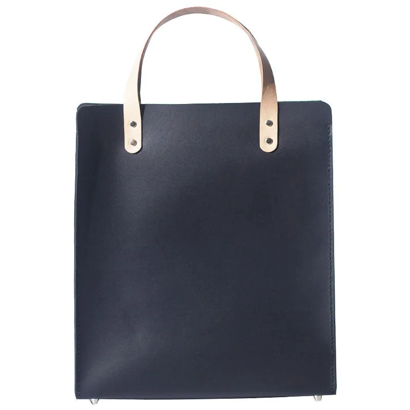 Handmade Leather Black Womens Tote Purse Handbag Tote Shopper Bag for Women