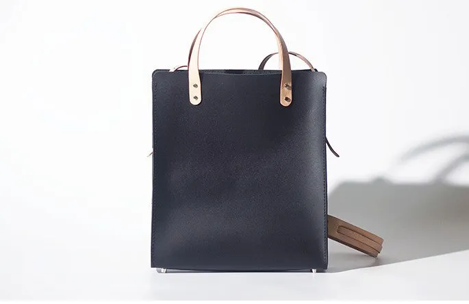Handmade Leather Black Womens Tote Purse Handbag Tote Shopper Bag for Women