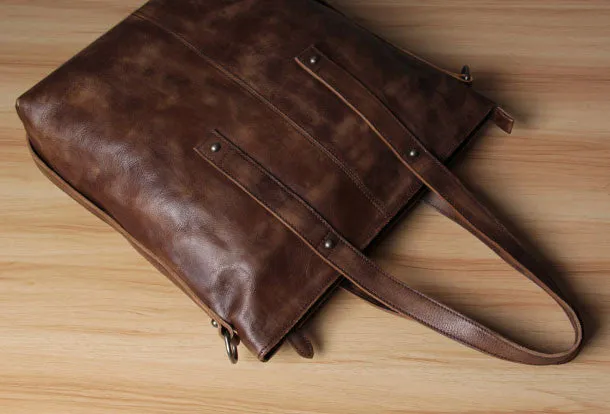 Handmade Leather handbag purse tote shoulder bag for women leather shopper bag